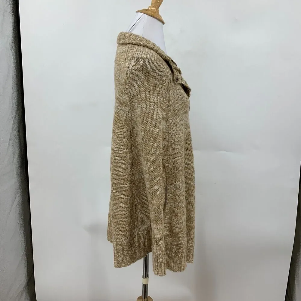 Guess Knit Acrylic Poncho Sweater Womens XS/S Toggle Buttons Zip Up Shawl Collar